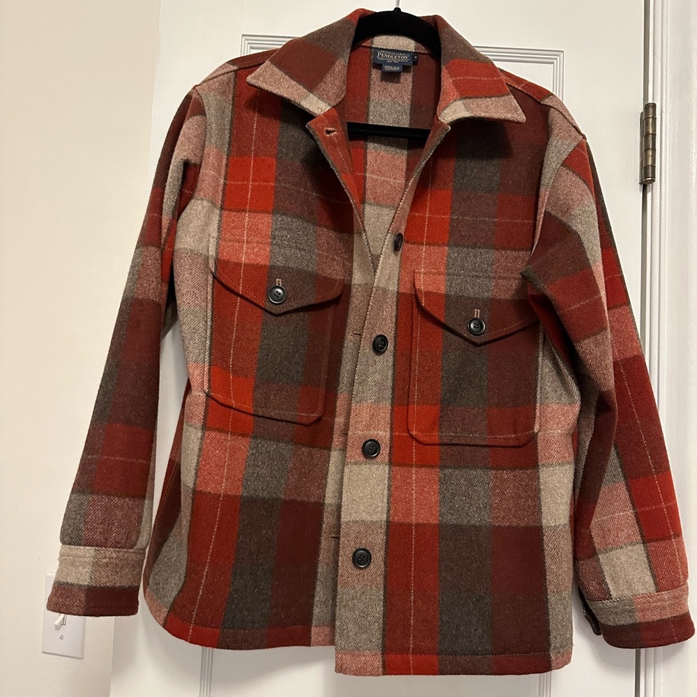 Women’s PENDLETON Dylan Rust Red Plaid Wool Jacket, Size Small